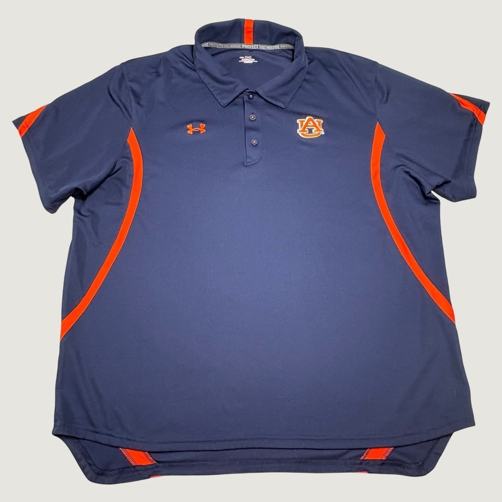 Under Armour Polo Mens XXL Navy Auburn Tigers War Eagle HeatGear NCAA Golf Shirt